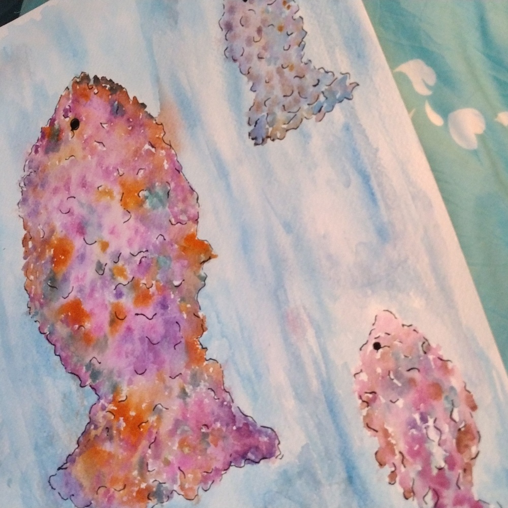 Watercolor Colorful Fish Painting